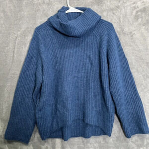 Point Sur J. Crew Size M Ribbed Mohair Turtleneck Sweater Chunky Knit High Lo